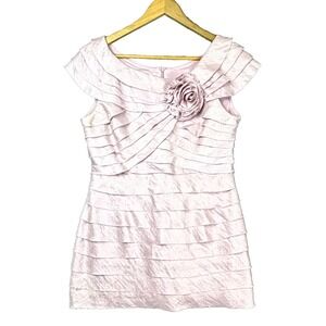 Vintage Lizzatti Collection Dress‎ Women 14P Pink Shimmer Rosette 80s Pastel
